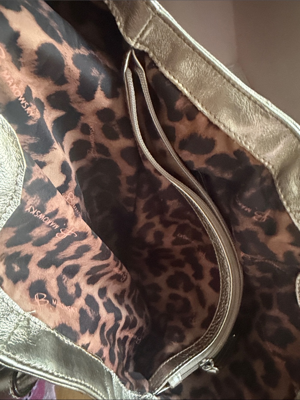 b. makowsky Metallic Gold Leather Shoulder Bag - Picture 4 of 8